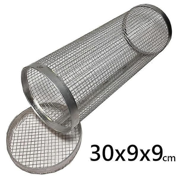 BBQ Røget Net Grill Cylinder Rustfrit Stål Grillrist Bål Grillspand Camping Pic