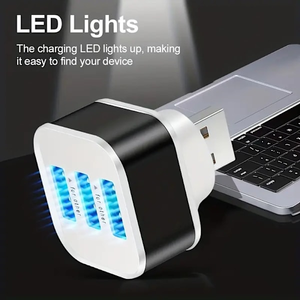 Ny High-Speed 3-ports USB-lader 2.0 Hub-utvidelse Skrivebord PC-adapter Ny