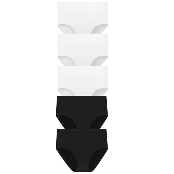 Høy midje bomullstruser Hvit+Svart L Hvit+Svart White+Black L