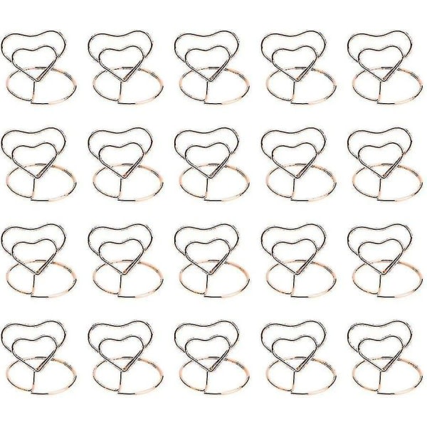 Sydämenmuotoiset pöytänumerotelineet ravintolajuhliin 20 kpl (ruusukulta)