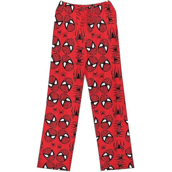 Pyjamasbyxor för kvinnor & flickor med tecknad film, nattkläder, söt katt, Spiderman-tryck, sovkläder, loungewear-byxor, röd Spiderman Red Spiderman 2XL
