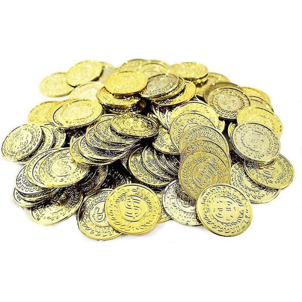 Pirate Gold Coins Sett med 100 Play Gold Treasure Coins for Play Favor Party Supplies Pirate Party - Jnlgv