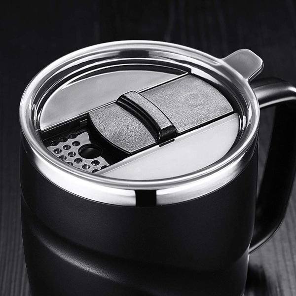 400ml stainless steel coffee mug with vacuum insulated lid and handle