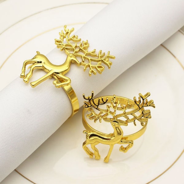 6 stk julehjorte servietringe til julemiddagsfester bryllup guld gold 6PCS