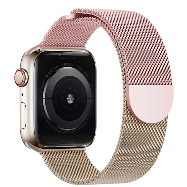 Milanese Metallarmband med Magnet Passar Apple Watch Band iWatch Serie 9 3 6 5 SE 7 8 Ultra 2 Roséguld Pink Rose Gold 38mm/40mm/41mm