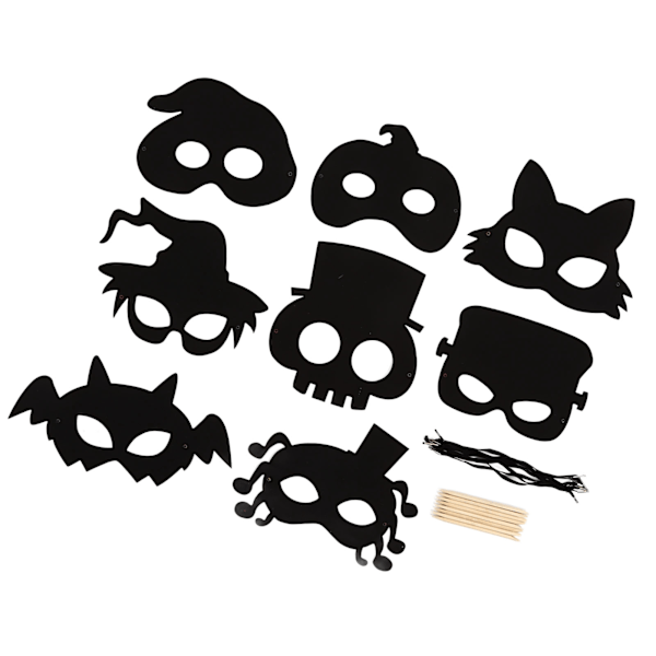 Sett Halloween Skrape Maske Kunst Regnbue Skrapepapir Dyremasker Leker Kunstsett Halloween Barnehåndverk_xx