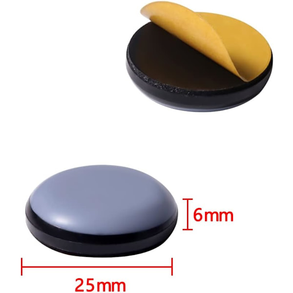Möbelglidare för mattor och trägolv självhäftande möbelglidare självhäftande möbelglidarplattor (runda 25 mm)
