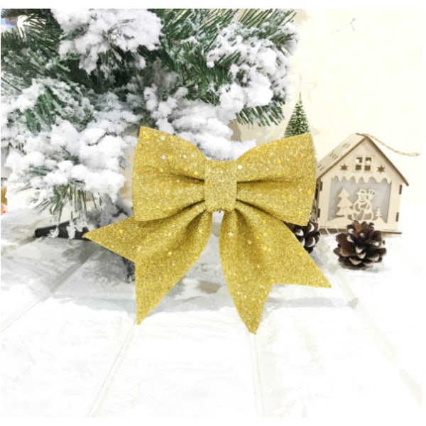 Stora rosetter Julgransrosetter dekorationer för gåvor guld gyllene gyllene golden 2 pcs