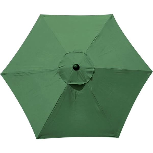 Erstatningsduk for parasoll, 3 meter trekk til terrasseparasoll, erstatningsparaply for markedet, grønn, 6 armer