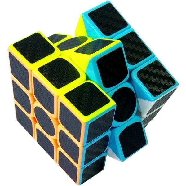 3x3x3 Puslespil Speed Magic Cube Twist Legetøj Kulfiber Mærkat, Sort