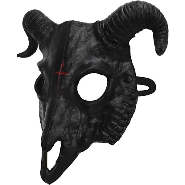 Halloween Halvmaske Skræmmende Dyremaske, Karneval Djævelmaske Gevir Spøgelse Devi Black Goat
