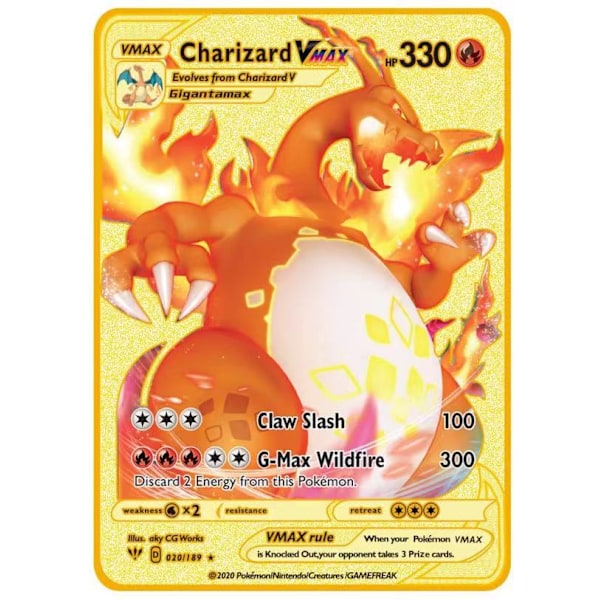 Charizard Vmax Metallikultapinnoitettu Kortti, Charizard Vmax Dx Gx Metallikultakortti Charizard VMax-Gold