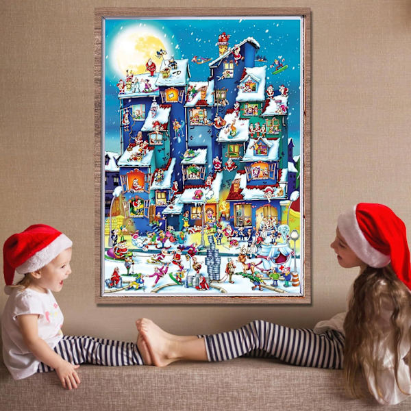 Julpussel, 1008 bitar Julkalender, pussel, 24 dagar julhelgspussel A I