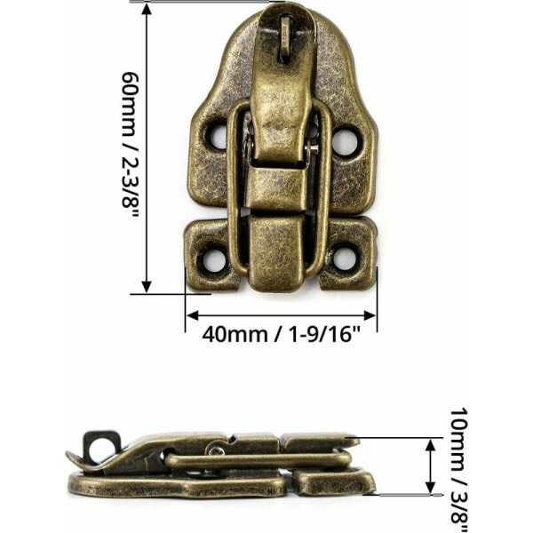 Retro Toggle Latch Lock, Antik Messing Lås til Smykkeæsker Gaveæsker Trææsker