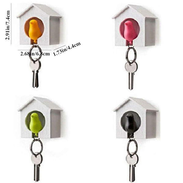 Fugle Nøgleholder Nøglering SORT black