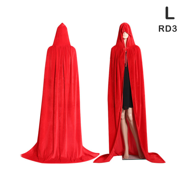 Keskiaikainen vampyyrihupullinen viitta noitaviitat Halloween-asu Punainen punainen L