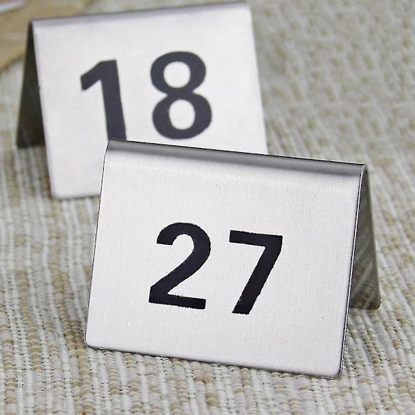 25 pöytänumeroa ruostumattomasta teräksestä vakaalla pohjalla - Monipuoliset numerokyltit ravintoloille, hotelleille, kahviloille 26 to 50