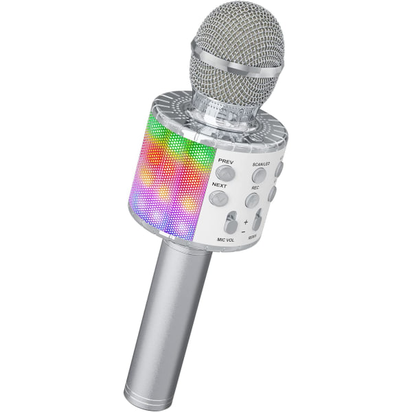 Karaoke trådløs mikrofon, Bluetooth dansende LED-lys Håndholdt bærbar høyttaler Karaokemaskin