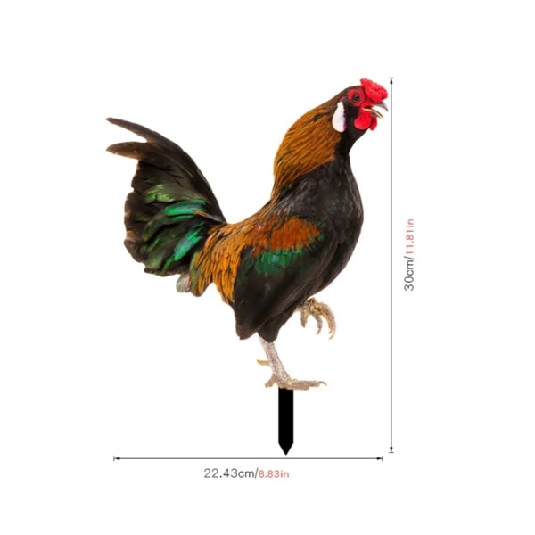 2D trädgårdsdekor Kycklingträdgårdsstaty, dubbelsidig realistisk akryl kycklingkonstträdgårdsstake, kycklingdjursstaty prydnad 3#