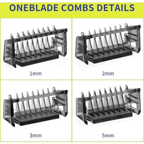 Oneblade kamguide kam för Philips OneBlade & OneBlade Pro, QP2530, QP2630, QP6620, QP6520, ansiktshårstrimmer Skäggblad 4st/Set Blandad Kit