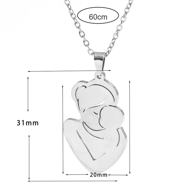 Sølvfarget halskjede til kvinner med gravert morsdagsgave i titanstål, mors og sønns klem anheng, festivaltilbehør C