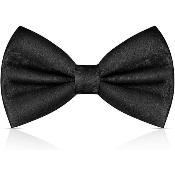 Sløyfe for menn, Klassisk, ensfarget, ferdigknyttet sløyfe for menn, Satin Tux-sløyfe, Justerbar formell sløyfe til fest, bryllup (svart)