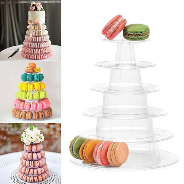 Macaron Cake Display Stand 6-lags Rundt Plastic Cake Tower Stand