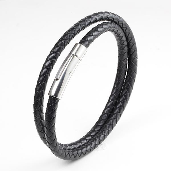 Läderarmband för män | Äkta flätad lädermanschett