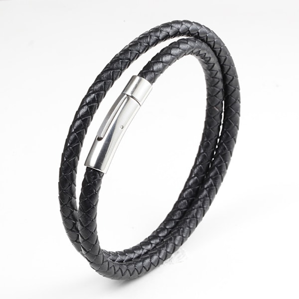 Men's Leather Bracelet | Genuine Braided Leather Cuff Bang