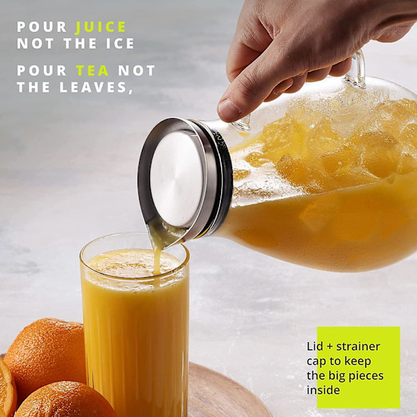 2500 ml glaskaraffel med låg, smuk let drikkekande med håndtag perfekt til kolde dage_xx