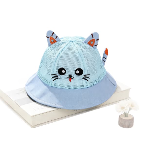 Sød katte-tema bøllehat til børn, forår/sommer pink