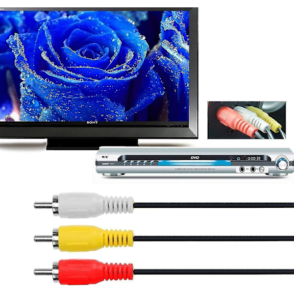 Hdmi-RCA-TV-kaapeli, Hdmi-uros 3 RCA-uros-AV-kaapeli, videoäänikomponenttimuunninsovitin 1080p-kaapeli HDTV:lle, musta, 5ft/1,5m