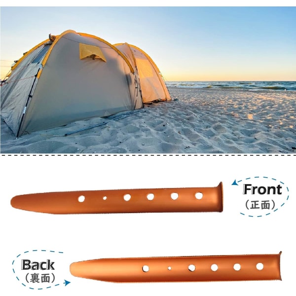 6 st tältpinnar i metall, tunga sandpinnar, snötältpinnar, U-formade campingpinnar, aluminiummarkpinnar, tältpinnar för camping, picknick, strand (silver)