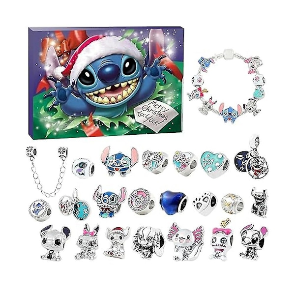 Anime Disney Lilo & Stitch Legering Charm Tilbehør Julekalender Armbånd Halskæde Ornamenter DIY Smykker Nedtællingskalender-Y3 B