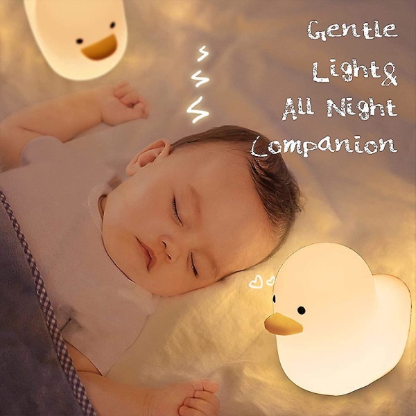 Led Duck Night Light USB Silikonlampa vid sängkanten Touch Control och timer