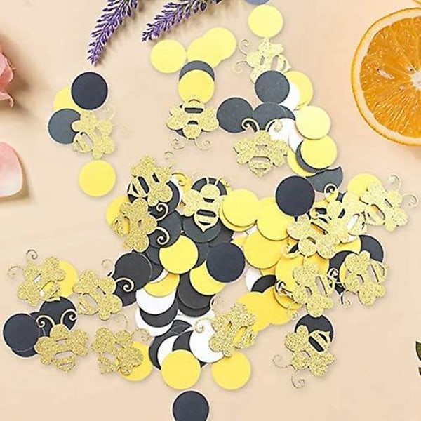 360 kpl mehiläiskonfetti kultaa kimaltelevaa mehiläiskonfettia keltainen musta ympyräkonfetti