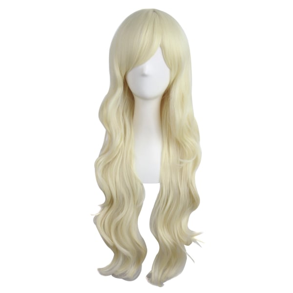 31"/80 cm charmig peruk med långt lockigt hår för kvinnor (ljusblond)