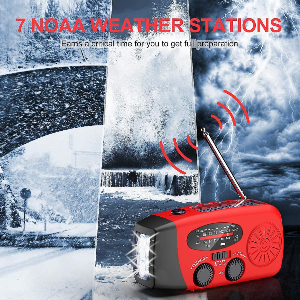 Emergency Solar Weather Radio Håndsving Radio Med Led Lommelygte