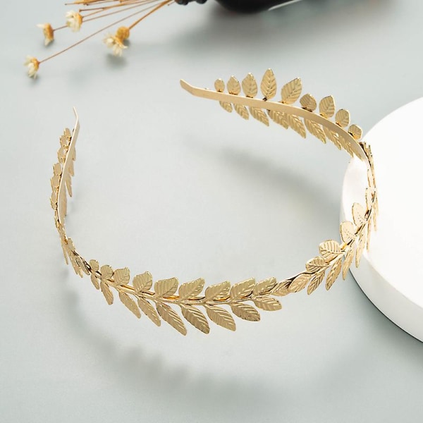 Roman Leaf Crown, tytöt Kreikkalainen kultalehtinen pääpanta Morsiamen päänauhat Kultainen Laurel Leaf -päähine