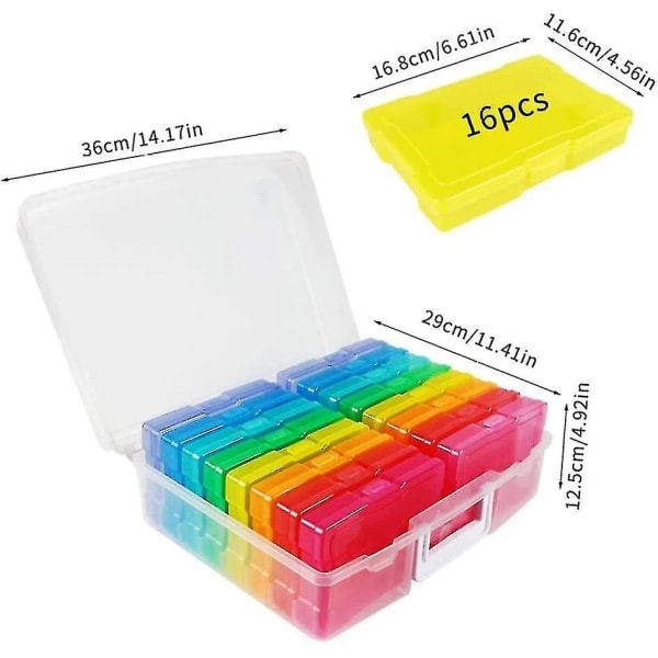 Fotoboks Oppbevaring Fotoboks Fotobeholder Fotoarrangør Plastbeholder med 16 fotobokser