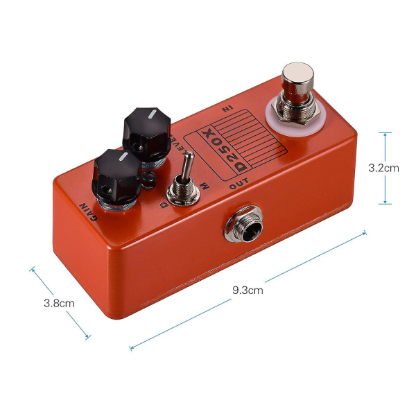 Moskyaudio D250x Mini Elektrisk Guitar Overdrive Preamp Effekt Pedal 2 Modeller Fuld Metal Shell True Bypass--