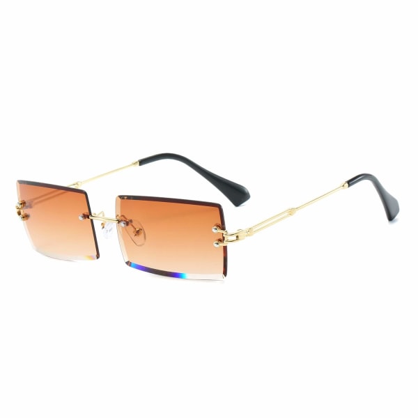 Reunuksettomat suorakaiteen muotoiset aurinkolasit naisille/miehille Ultrakevyet metallirunkoiset silmälasit Muoti Square UV400 lasit Unisex