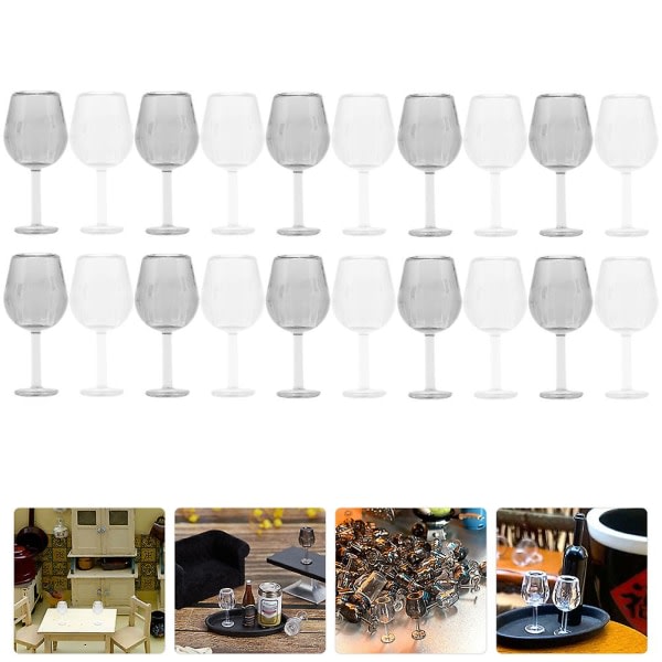 20 st Miniatyrbägaredekorationer Små Champagneglasögon Dockhus Cocktailglasögon（2x1cm，Asorterad färg）