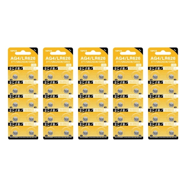 10/50 stk. AG4 LR626 knapbatterier 1,55V knapceller Langvarig strøm Velegnet til ure Kameraer og legetøj Holdbar 0.05 50 pieces