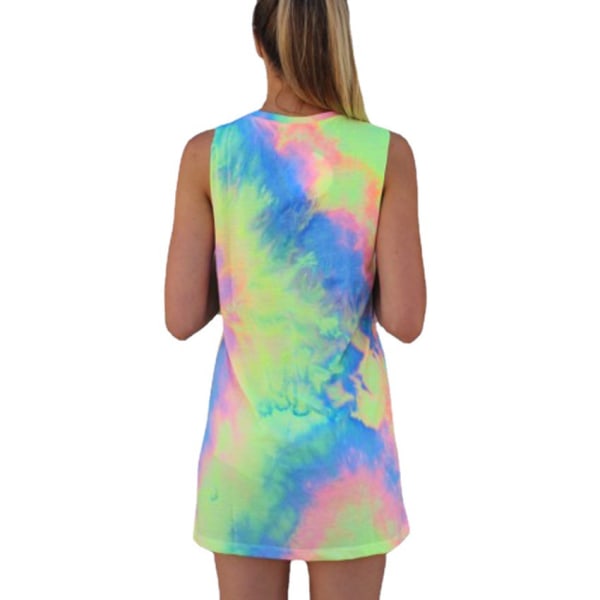 Kvinde Sommer Ærmeløs Vest Minikjole Gradient Slim Tank Top Strand T-shirt Kjoler