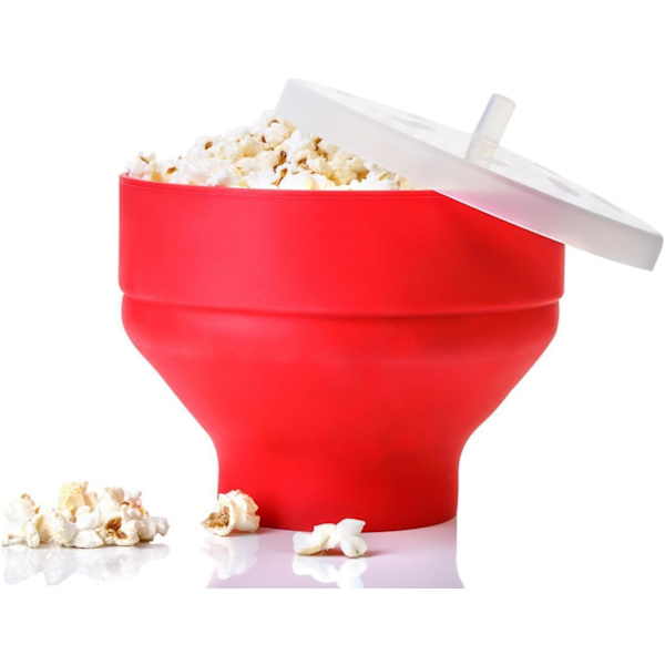Popcorn-skål i silikon - hopfällbar red