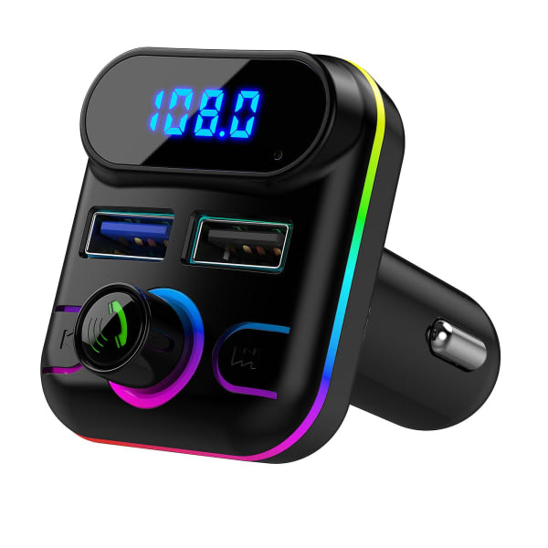 Auton Bluetooth 5.0 Langaton Handsfree Auton FM-lähetin-vastaanotin Radio Mp3-sovitinsoitin 2 USB laturisarja