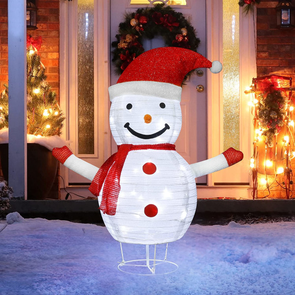 LED-lumiukko, joulukoristefiguuri lumiukko taitettava