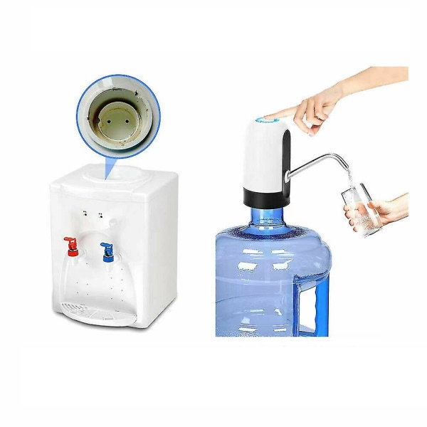 Vanndispenser Vannflaskepumpe Elektrisk vanndispenser Husholdningspumpe (hvit)
