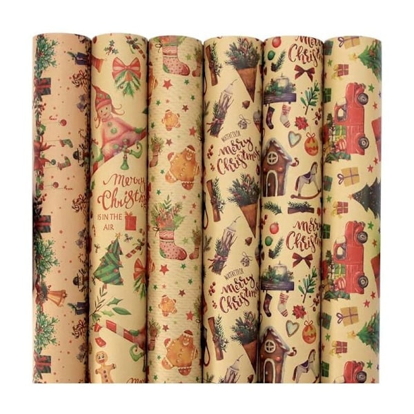 Christmas wrapping paper, 12 sheets Christmas wrapping paper, Kraft paper Christmas wrapping paper, Recycled Kraft Gift wrapping paper 7